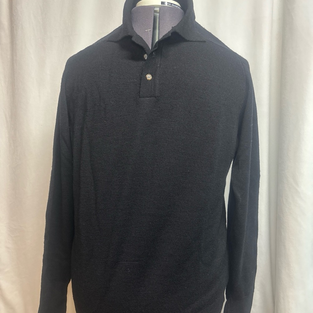 VINTAGE mens 100% merino wool 1/4 Button Up sweater XL Light Weight MADE IN USA